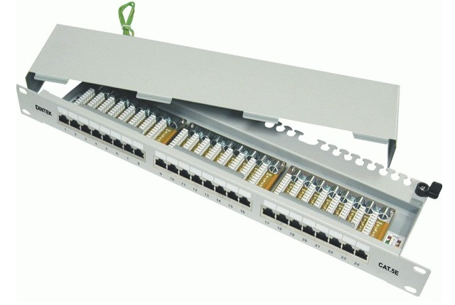 Patch panel 24 port Dintek, CAT.5e, Fully shielded (1402-03012)