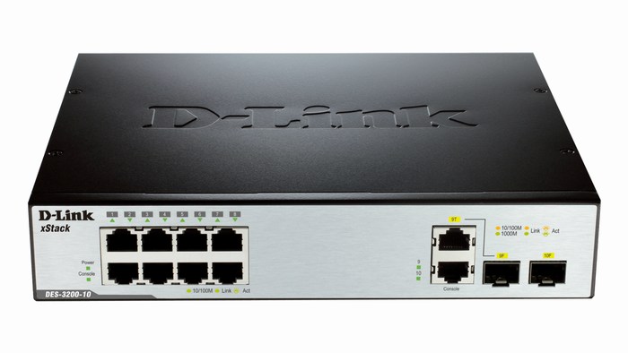 8-Port Smart Switch + 2 Slot SFP D-Link DES-3200-10  