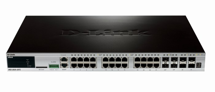 24-Port PoE Gigabit L3 Stackable Managed + 4-Port SFP+ Switch D-Link DGS-3620-28PC/EEI