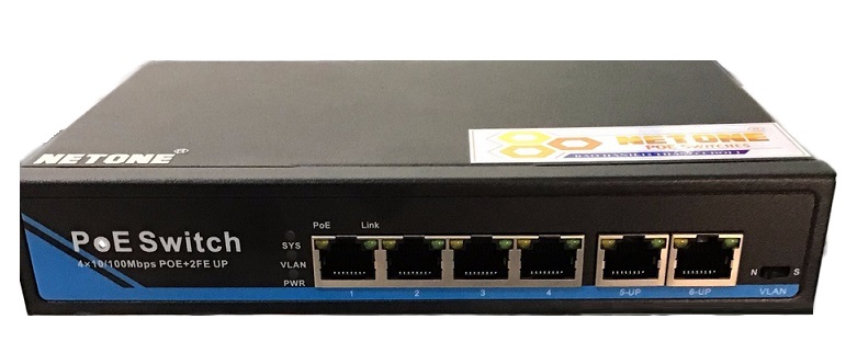 4-Port 10/100Mbps PoE Switch NETONE NO-AF-41 (65Watt)