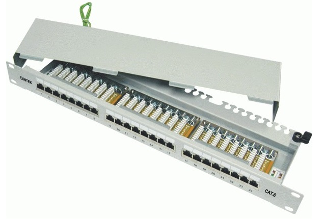 Patch panel 24 port Dintek, CAT.6, 19 inch, Fully Shielded (1402-04033) 