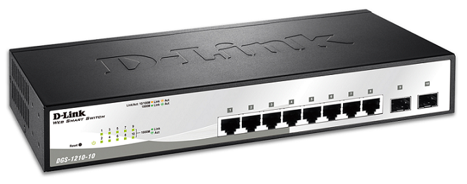 8 port Gigabit Smart Switch + 2 port Gigabit SFP D-LINK DGS-1210-10