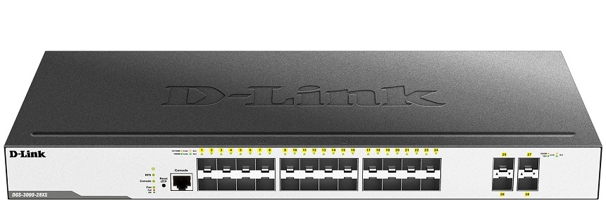 24 SFP ports + 4 10G SFP+ ports L2 Gigabit Managed Switch D-Link DGS-3000-28XS