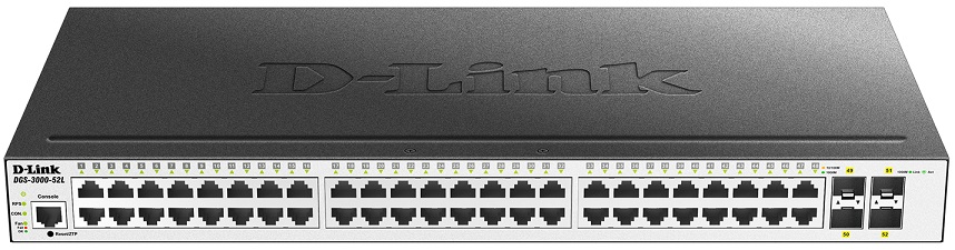 48-port 10/100/1000 Mbps + 4-port SFP L2 Gigabit Managed Switch D-Link DGS-3000-52L