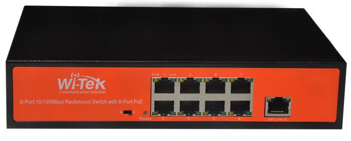 9 port 10/100Mbps PoE Switch WITEK WI-PS509