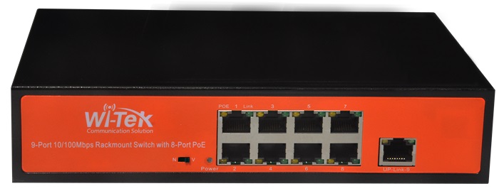 9 port 10/100Mbps PoE Switch WITEK WI-PS109