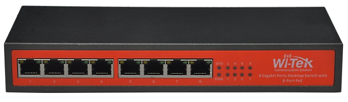 8 port Gigabit 48V PoE Switch WITEK WI-PS308G