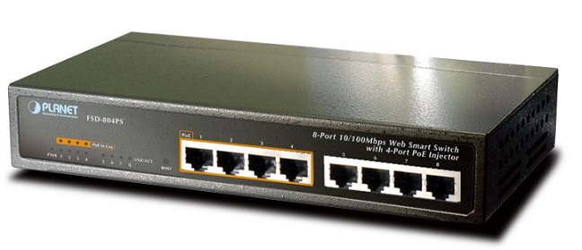 8-port 10/100Mbps with 4-port PoE Switch PLANET FSD-804PS