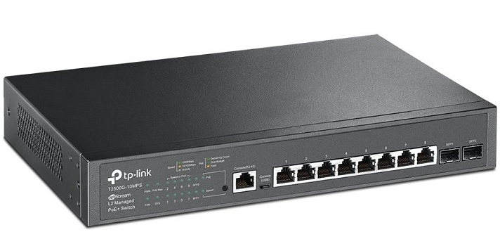 JetStream 8-Port Gigabit PoE+ with 2 SFP Slots Switch TP-LINK T2500G-10MPS