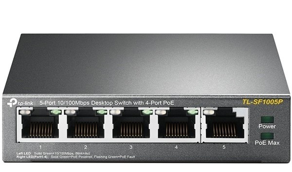 5-Port 10/100Mbps PoE Desktop Switch TP-LINK TL-SF1005P