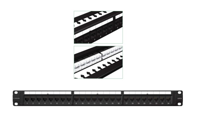 Patch panel 24-port Unshielded VIVANCO CAT.6 (VCCPUF6241A)