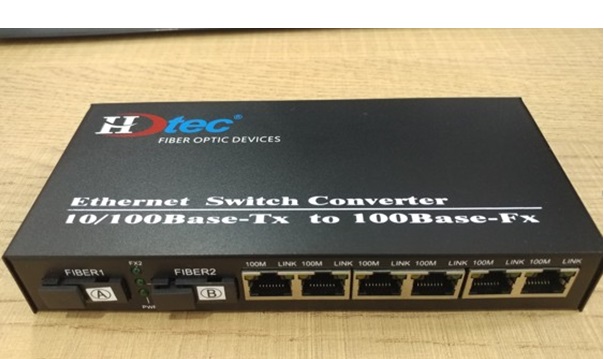 HDTEC Ethernet Converter 2 cổng quang 6 cổng RJ45 100Mbps