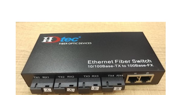 HDTEC Ethernet Converter 4 cổng quang 2 cổng RJ45 100Mbps