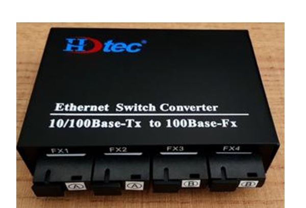 HDTEC Ethernet Converter 4 cổng quang 4 cổng RJ45 100Mbps