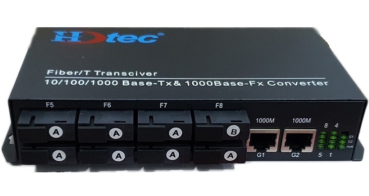 Converter kết hợp HDTEC 8 cổng Quang 2 cổng RJ45 1G