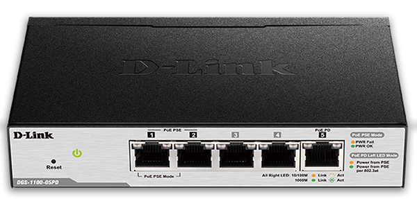 5-Port Gigabit Smart Managed PoE Powered, PoE Pass-through D-Link DGS-1100-05PD