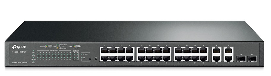 24-Port 10/100Mbps + 4-Port Gigabit Smart PoE+ Switch TP-LINK T1500-28PCT