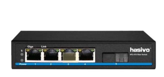 4-Port FE PoE + 1-Port SFP Switch HASIVO FiberPoE-4F-1S (Outdoor)