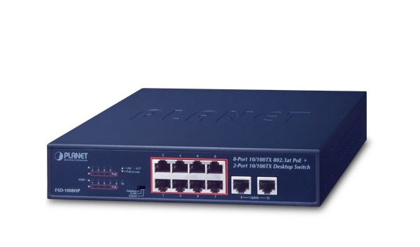 8-Port 10/100TX PoE + 2-Port 10/100TX Desktop Switch PLANET FSD-1008HP