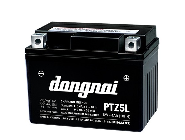 Ắc quy gắn máy 12V-4Ah Đồng Nai Pinaco PTZ5L ĐN