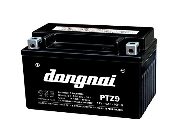 Ắc quy gắn máy 12V-9Ah Đồng Nai Pinaco PTZ9