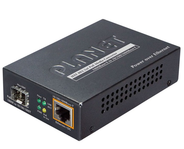 100/1000BASE-X to 10/100/1000BASE-T PoE Media Converter PLANET GTP-805A