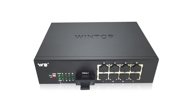 8-port 10/100Base-T(X)+1-port 1000Base-F(X) PoE Switch WINTOP YT-DS109-1GF8T-AT