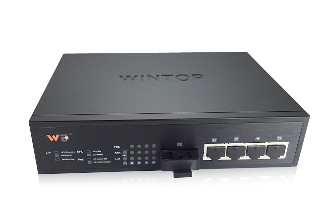 4-port 10/100/1000Base-T+1-port 1000Base-F PoE Switch WINTOP YT-DS106-1GF5GT-AF