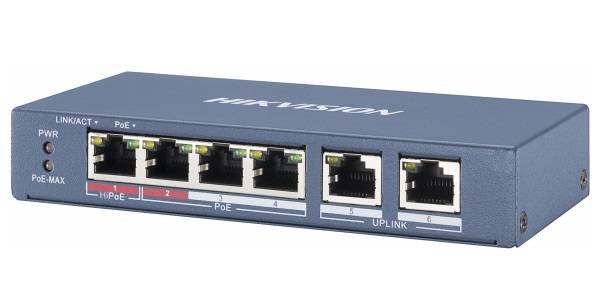 4-port 10/100Mbps Unmanaged PoE Switch HIKVISION DS-3E0106P-E/M