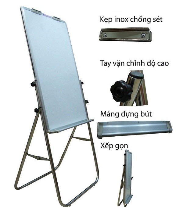 Bảng Flipchart viết bút lông từ tính chân inox BAVICO kích thước 100x60cm