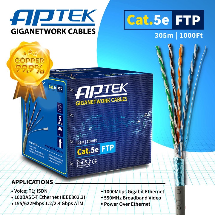 Cáp mạng CAT.5E FTP APTEK 530-2113-2 (305m/thùng)