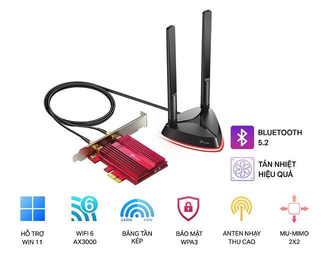 Bộ chuyển đổi PCIe Wi-Fi 6 AX3000 TP-LINK Archer TX3000E