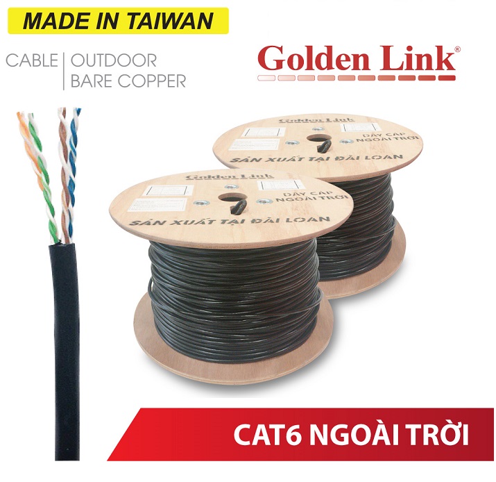 Cáp mạng ngoài trời Golden Link CAT.6 UTP PECAT6-BC (305 mét)