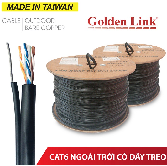 Cáp mạng ngoài trời có dây treo Golden Link CAT.6 UTP PE-CAT6BC-M (305 mét)