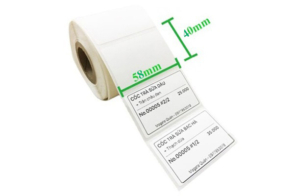 Giấy Decal nhiệt 58mm x 40mm (30 mét) 1 tem/ hàng