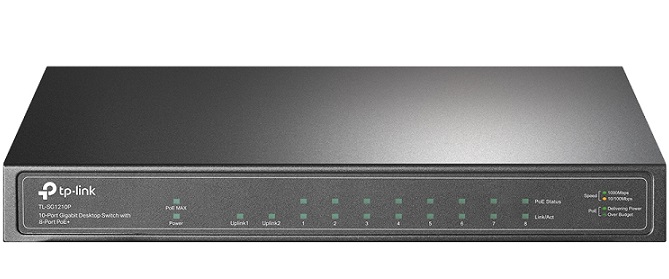 10-Port Gigabit with 8-Port PoE+ Desktop Switch TP-LINK TL-SG1210P