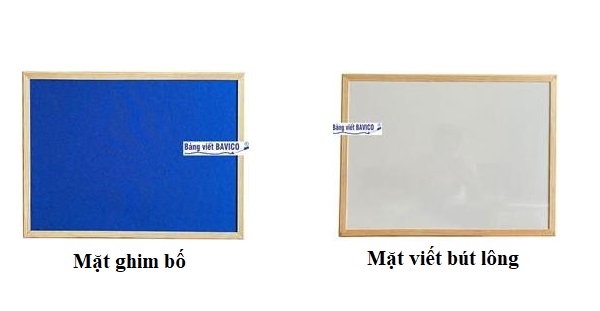 Bảng treo tường 2 mặt ghim vải bố và mặt viết bút lông BAVICO 80x120cm