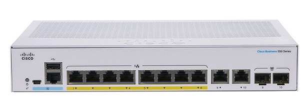 10-Port Gigabit Ethernet PoE Managed Switch CISCO CBS350-8FP-2G-EU