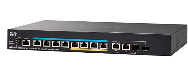 8-Port 100M/1G/2.5G PoE+ Managed Switch CISCO SG350X-8PMD-K9-EU