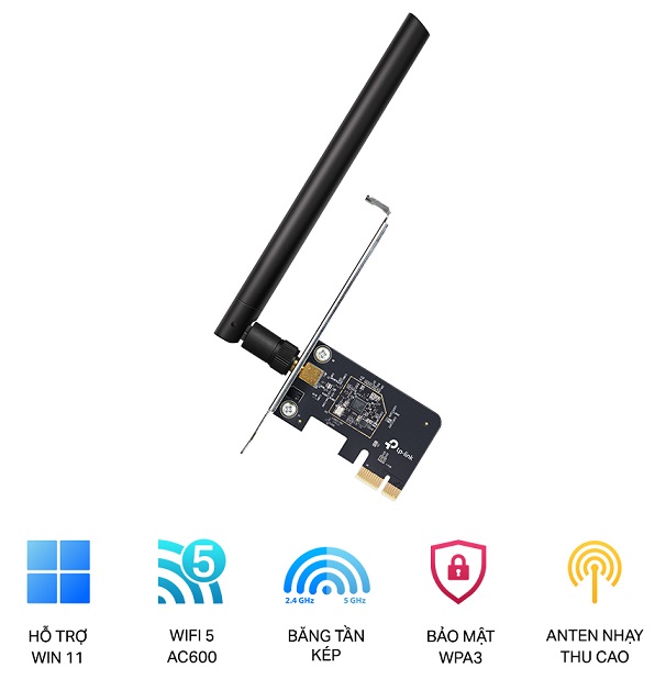 AC600 Wireless Dual Band PCI Express Adapter TP-LINK Archer T2E