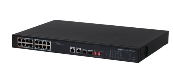 Dual-Port Uplink Unmanaged PoE Switch DAHUA DH-PFS3218-16ET-135