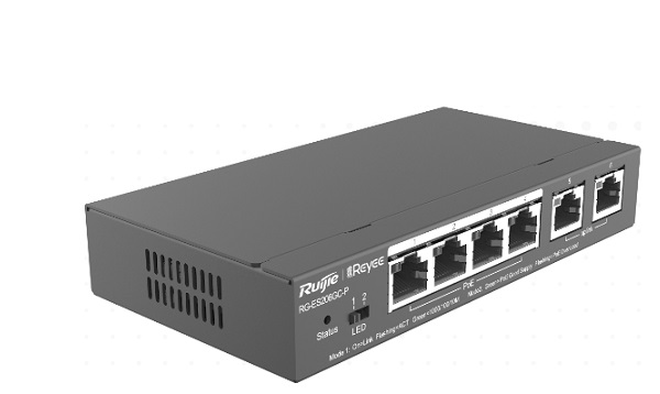 4-Port Gigabit PoE+2-Port Gigabit Uplink Smart Cloud Switch RUIJIE RG-ES206GC-P