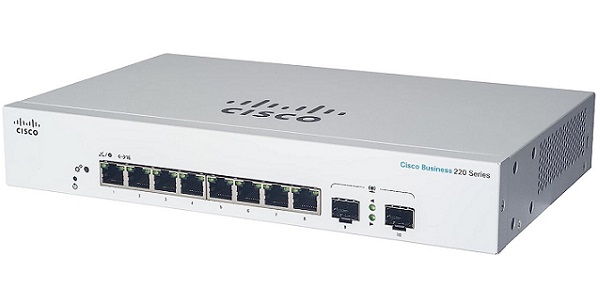 8-Port Gigabit + 2-Port Gigabit SFP Smart Switch CISCO CBS220-8T-E-2G