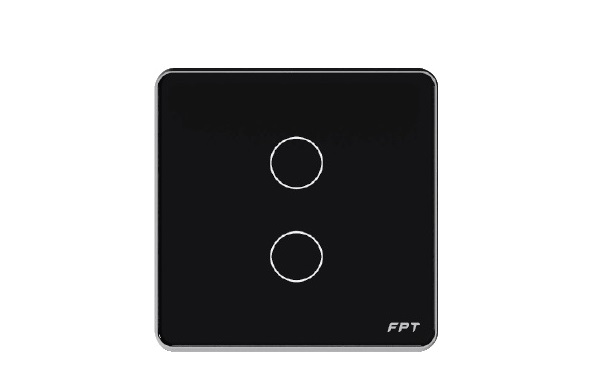 Công tắc cảm ứng 2 nút vuông đen FPT Smart Home SNBR0114