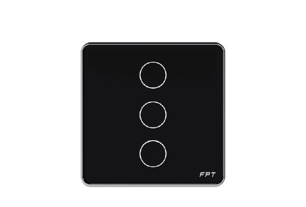 Công tắc cảm ứng 3 nút vuông đen FPT Smart Home SNBR0115