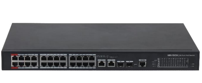 24-port 100Mbps + 2-port Gigabit Managed PoE Switch KBVISION KX-CSW24-PF