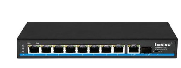 8-Port GE PoE + 1-Port GE Uplink + 1-Port SFP Switch HASIVO S1100P-8G-1TS