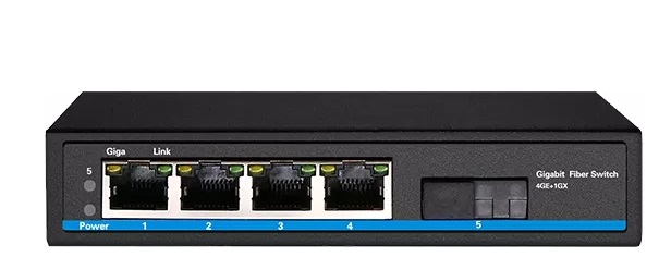 Media Converter Unmanaged Fiber Switch HASIVO S600-4G-1GX (Mode B)