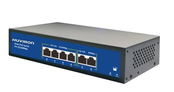 4-port 10/100M PoE Switch HUVIRON F-SP3-4F2F-BL