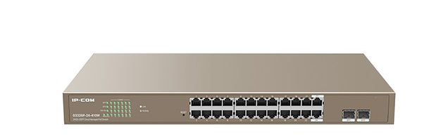 24-Port Gigabit Ethernet + 2-Port 1000Base-X SFP Managed PoE Switch IP-COM G3326P-24-410W